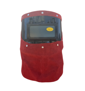 Leather Welding Hood  (Black welding helmet with red leather)