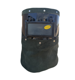 Leather Welding Hood(Black welding helmet with green leather)