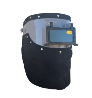 Leather Welding Hood (Gray welding helmet with black leather)