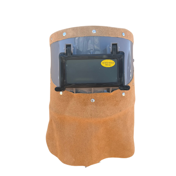 Leather Welding Hood (Grey welding helmet with brown leather)