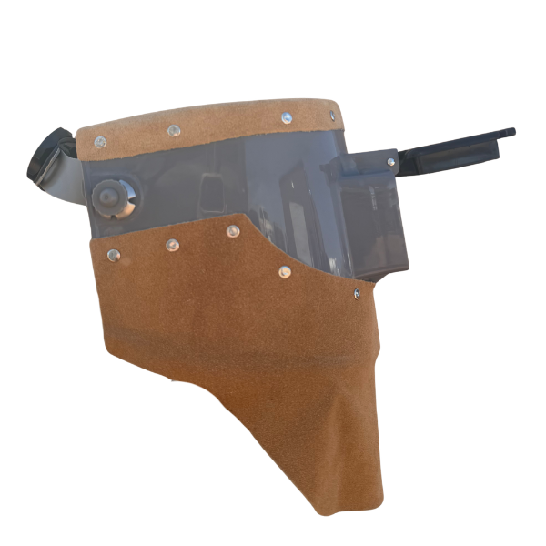 Leather Welding Hood (Grey welding helmet with brown leather) - Image 2